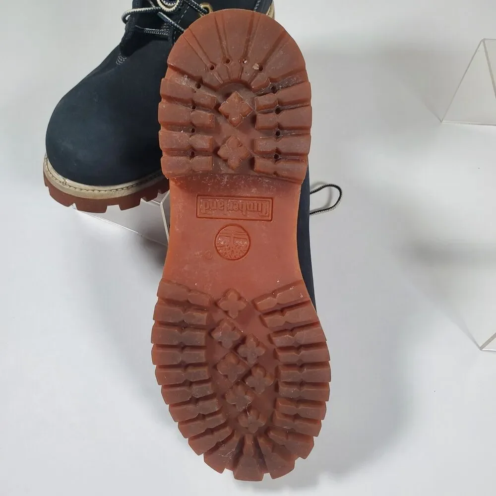 Timberland Men’s Premium 6-Inch Waterproof Boots 8.5M Navy Nubuck White Collar - Picture 12 of 16